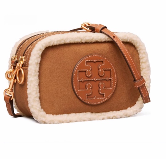 Tory Burch Perry Bombe shearling-trim crossbody bag NWT
